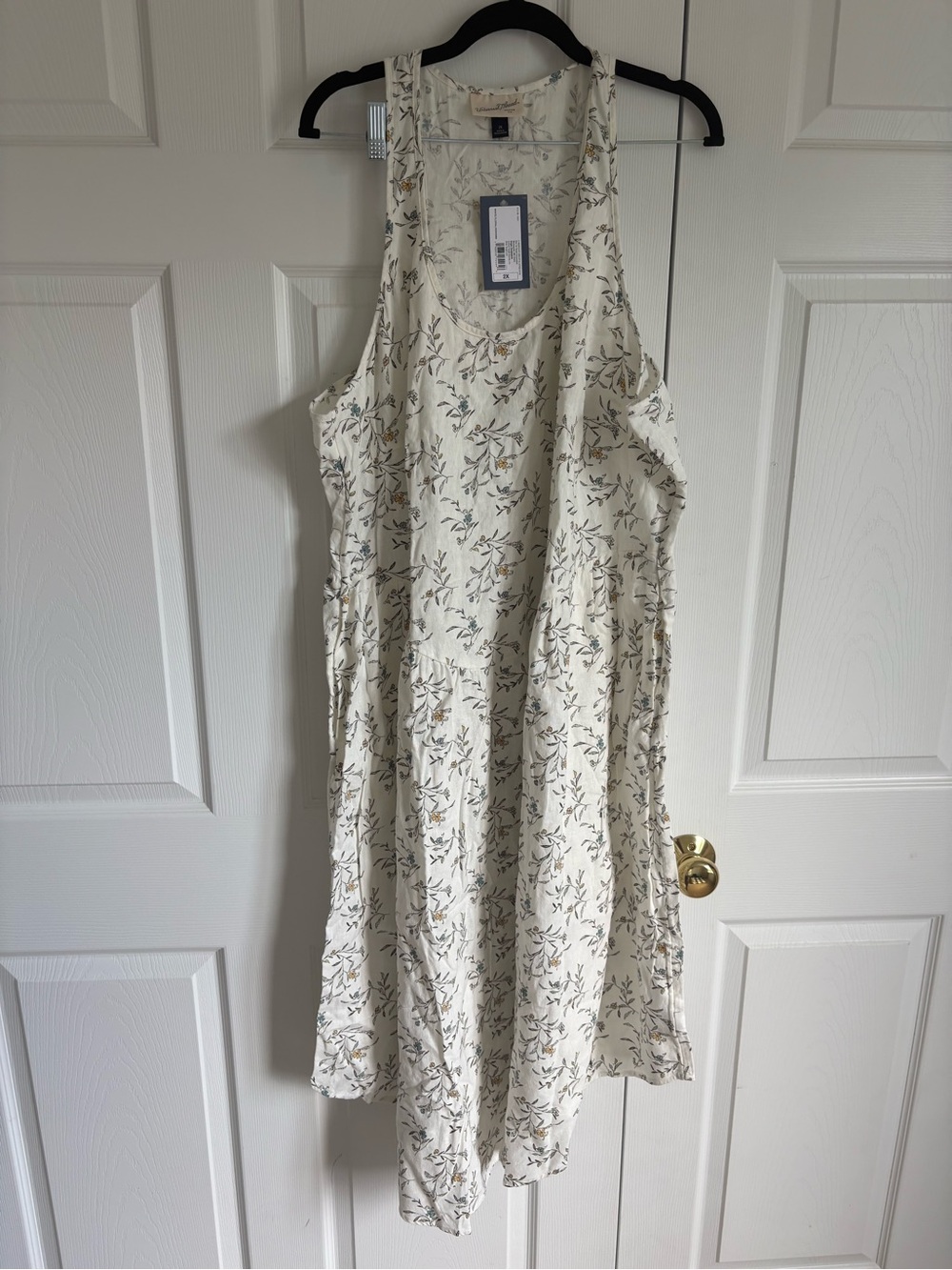 Universal Thread Cream Floral Midi Dress with Olive and Mustard Accents (2X) New - Picture 3 of 7